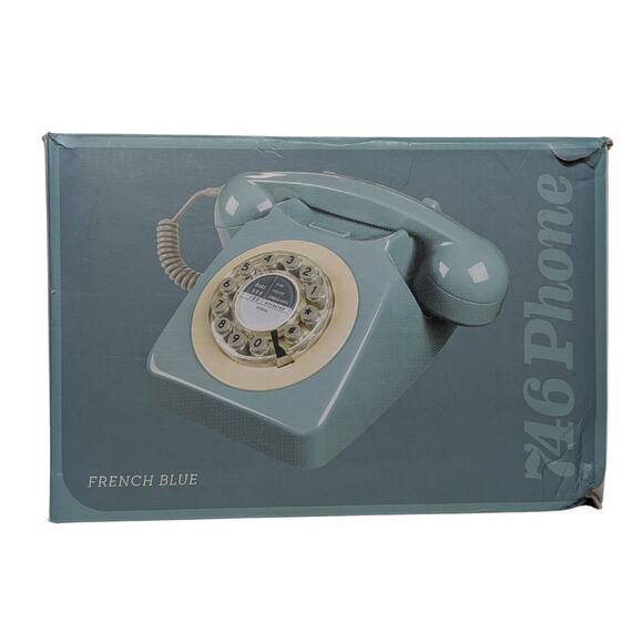 Wild & Wolf 746 Rotary Design Retro Corded Landline Telephone Blue - NEW - Picture 1 of 7